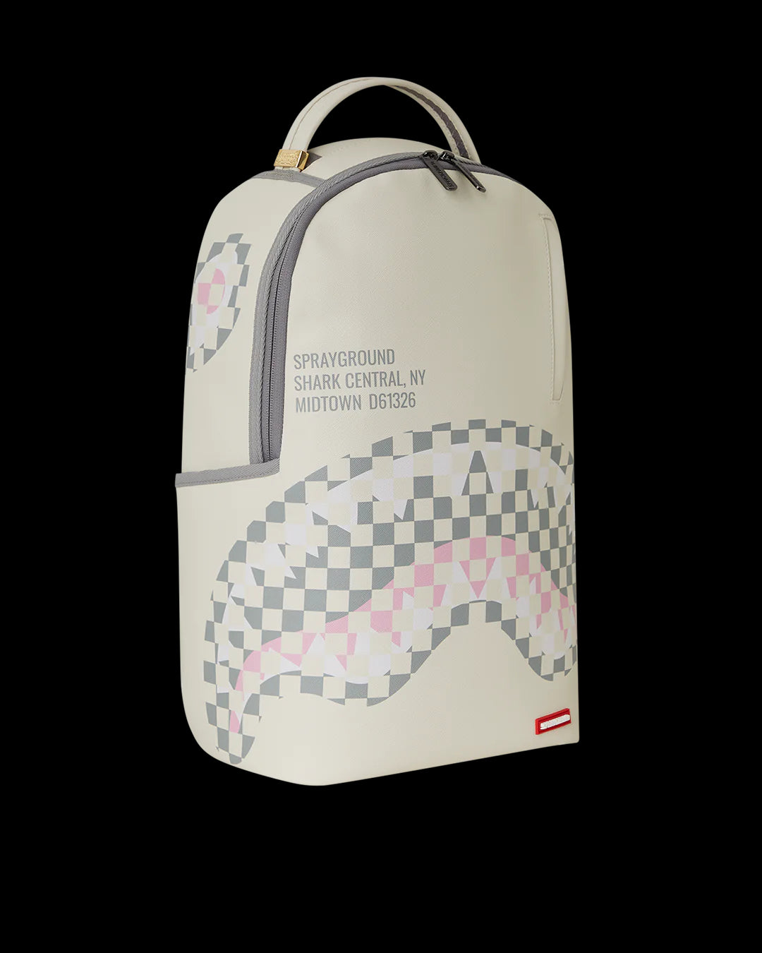 Cream Check Shark Central backpack sprayground