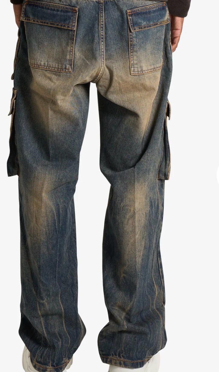 JEANS CARGO LAVAGGIO TEA