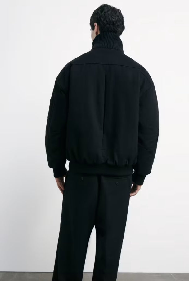 Bomber a doppia chiusura con pannello in lana