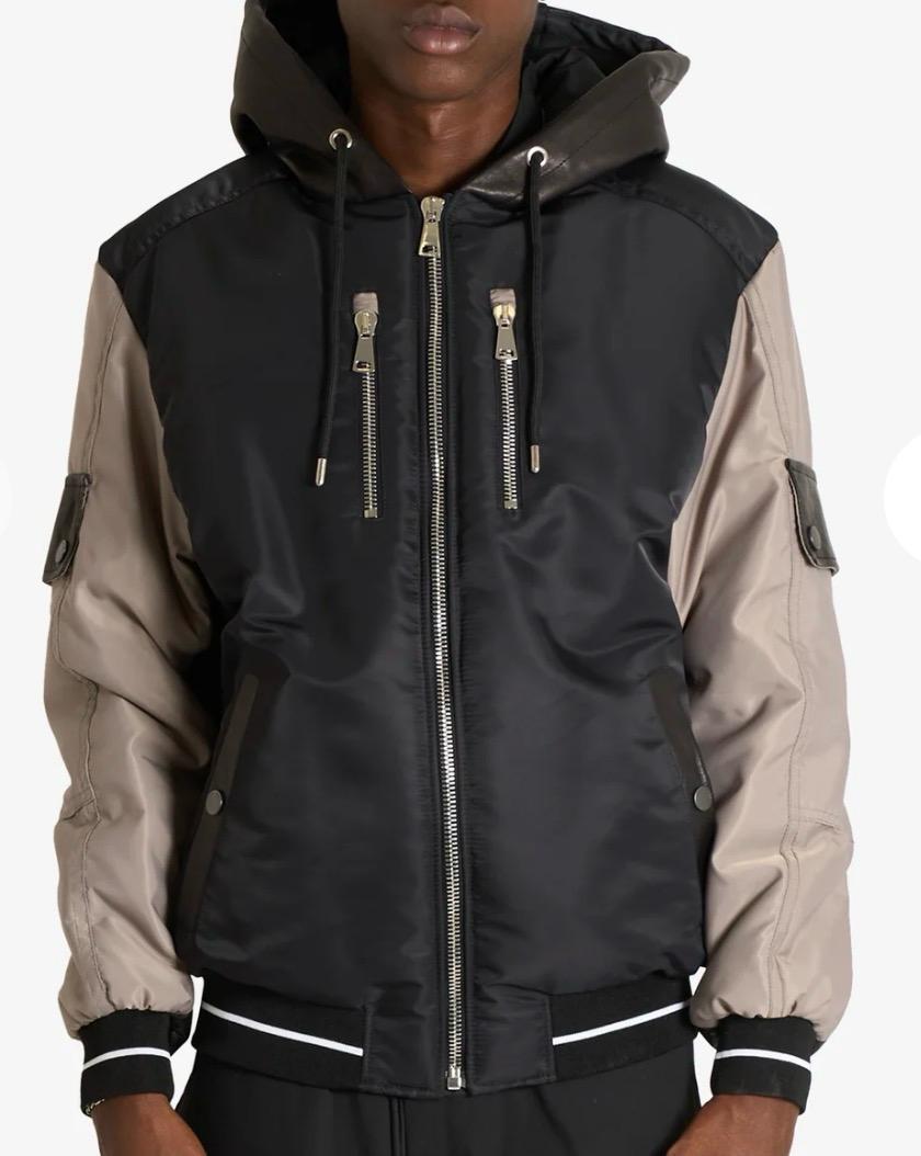 BOMBER DOPPIA ZIP MANICA IN CONTRASTO