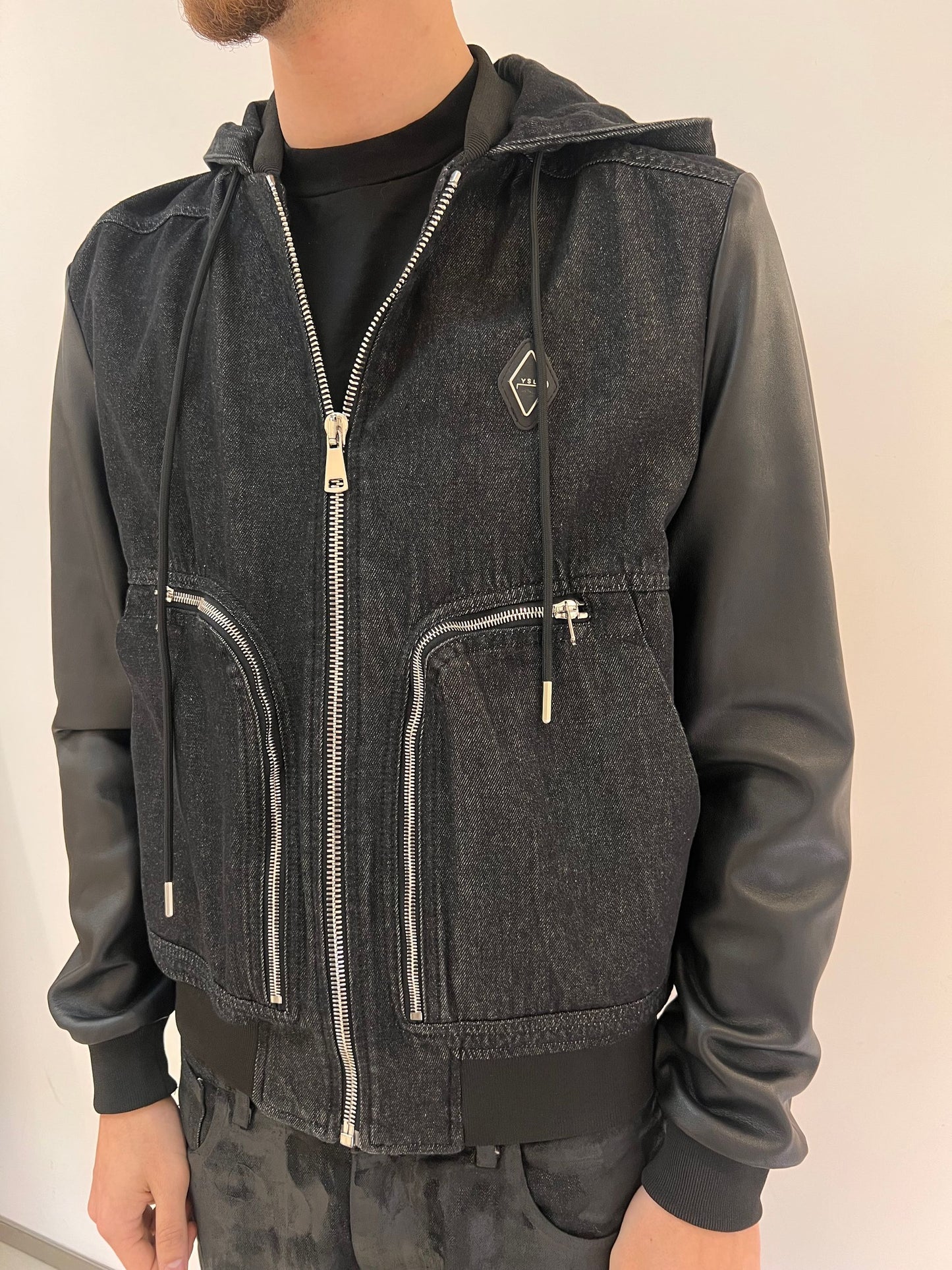 BOMBER PELLE E DENIM