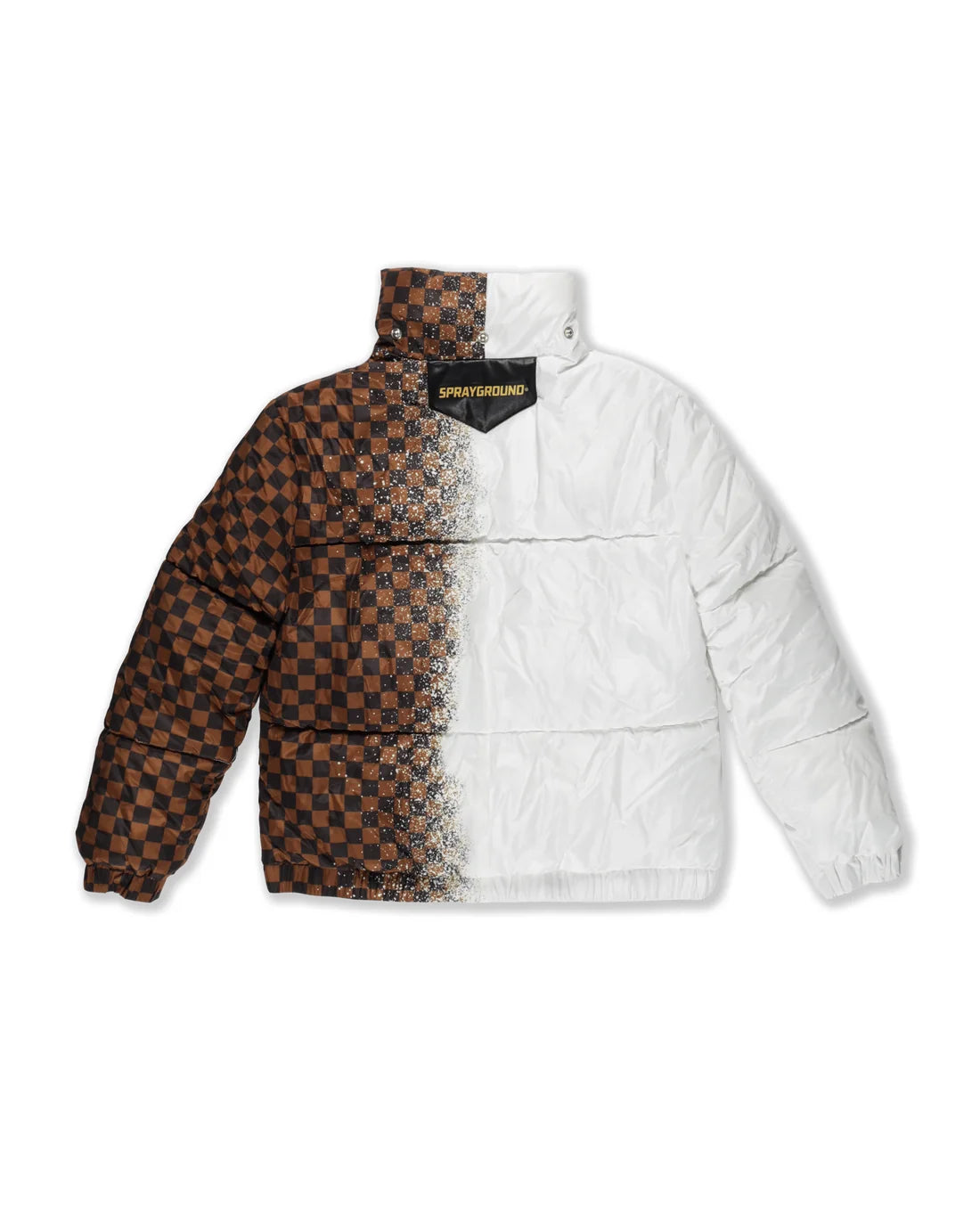 GREY CHECK DOWN JACKET WHT