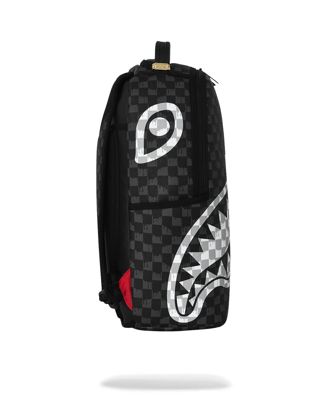 BLACK AND WHITE DRIP CHECK SHARK BACKPACK