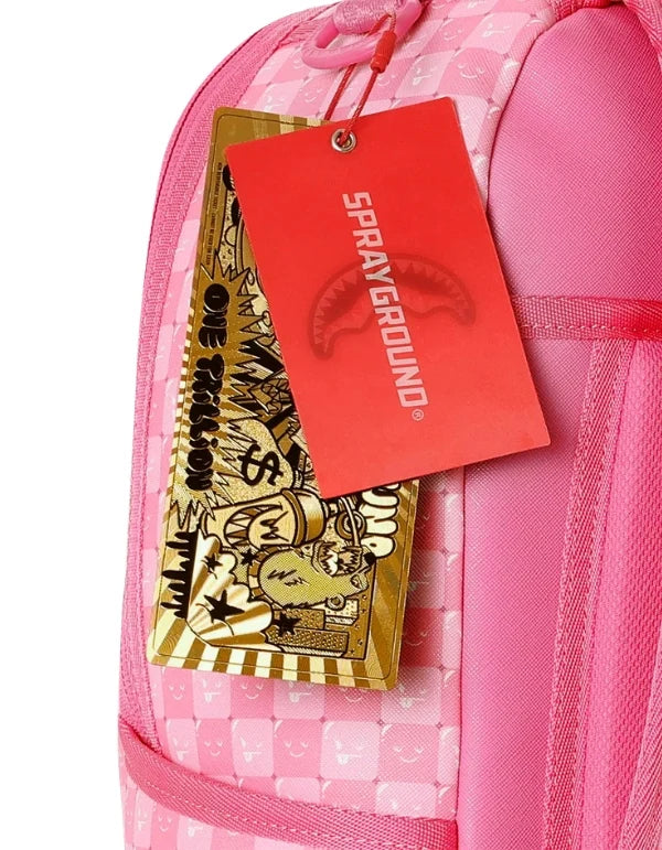 PINK NEW CHECK FACES BACKPACK