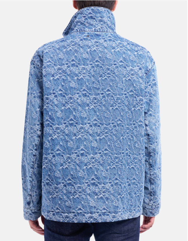 Parka in denim con rotture all-over