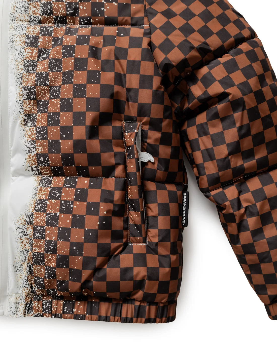 GREY CHECK DOWN JACKET WHT