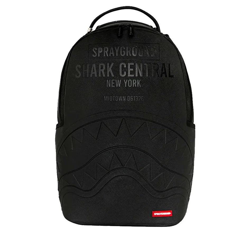 SHARK CENTRAL EMBOSSED BLACK NYLON BACKPACK