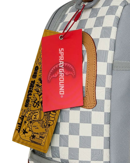 EMBOSSED CREAM CHECK BACKPACK