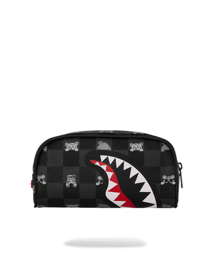 GRAY PEEKING CHARACTER CHECK PENCIL POUCH