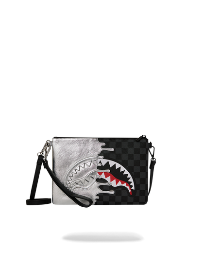 SILVER SIDE DRIP BLACK CHECK CROSSBODY POUCHETTE