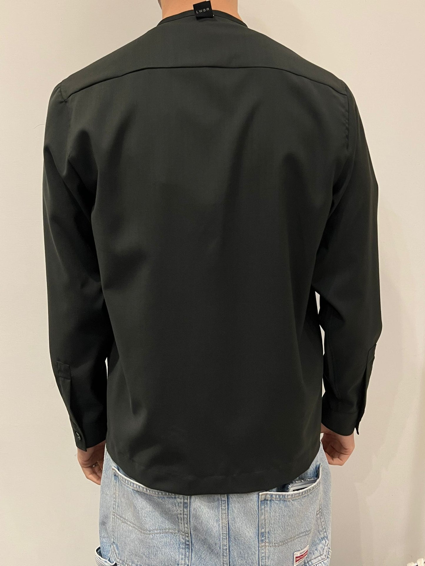OVER SHIRT SENZA COLLO CON ZIP