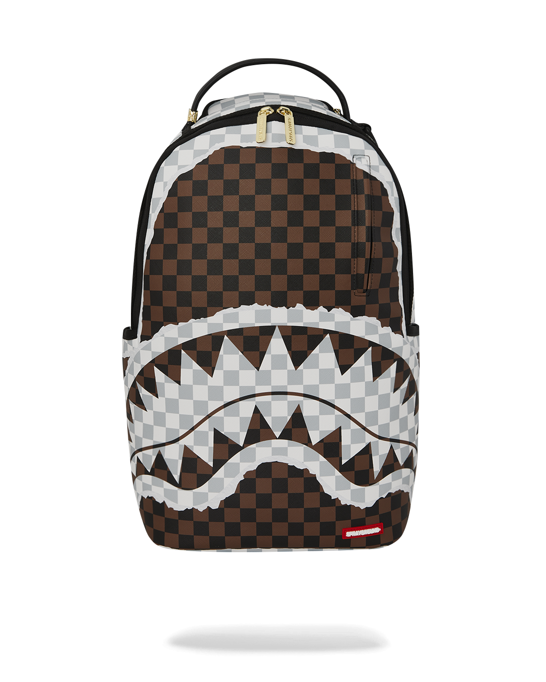 CREAM  BROWN TEAR CHECK BACKPACK