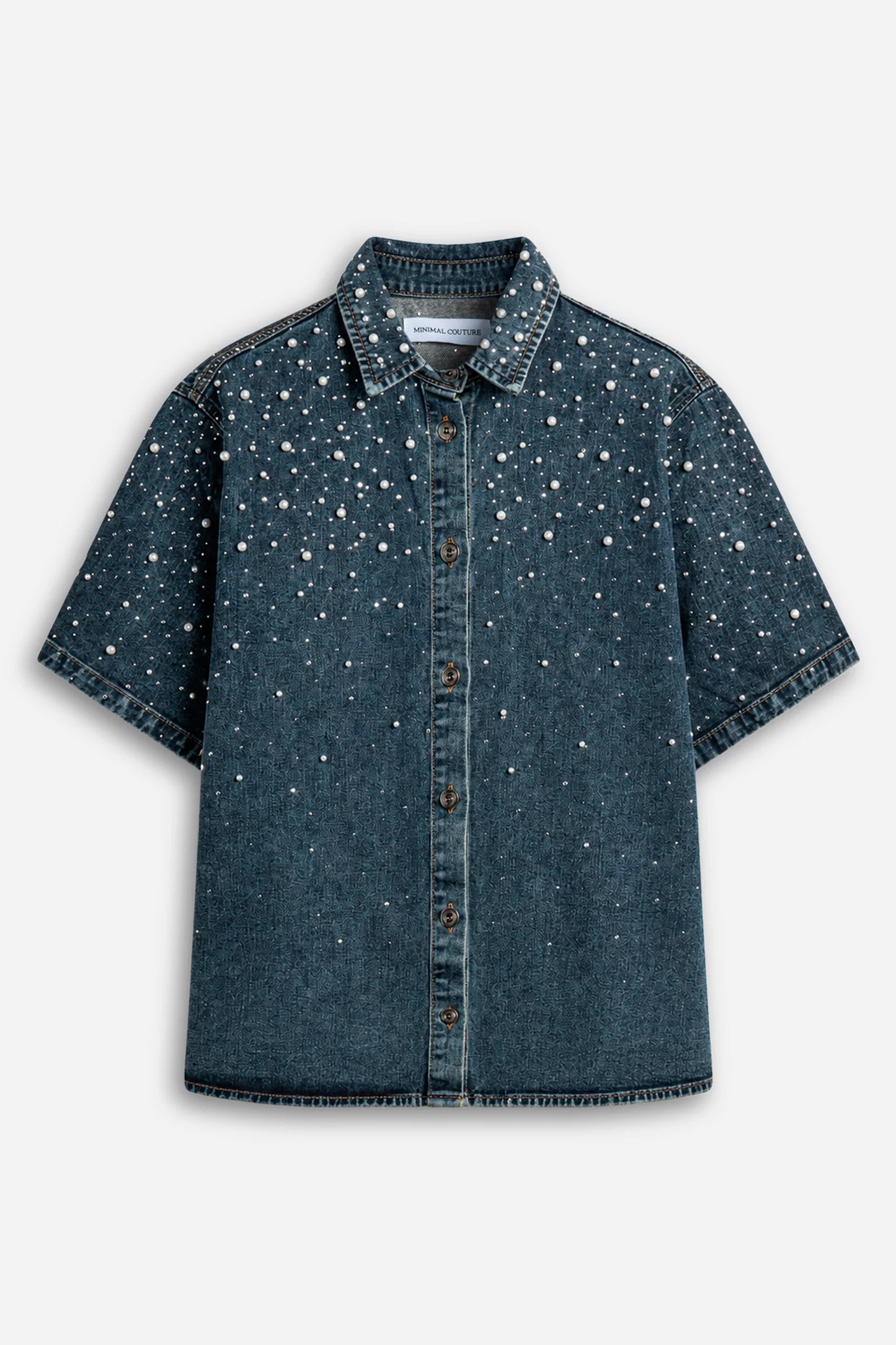 CAMICIA CON STRASS E PERLE