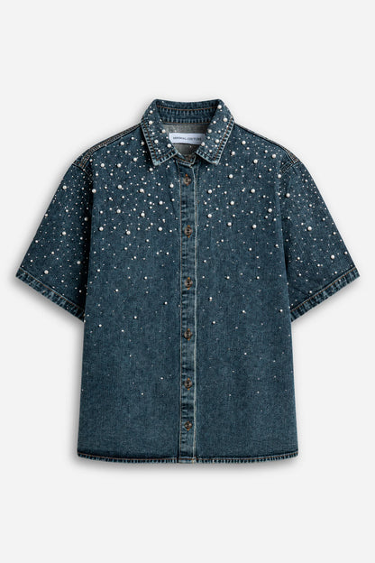 CAMICIA CON STRASS E PERLE