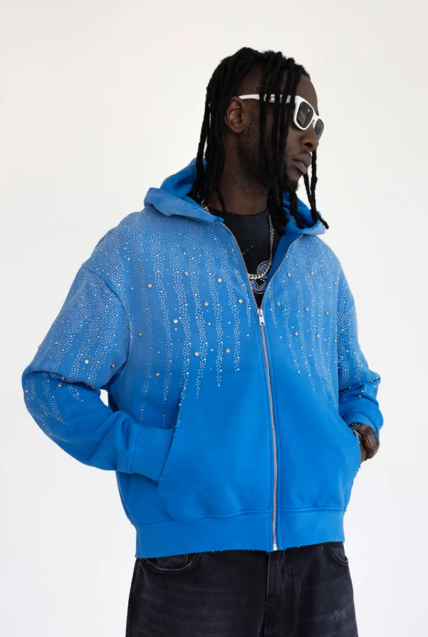 Felpa zip con diamanti puri