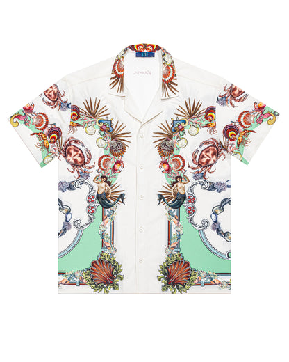 camicia collo bowling con stampa