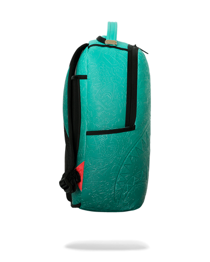 TURQUOISE DOODLE EMBOSS BACKPACK
