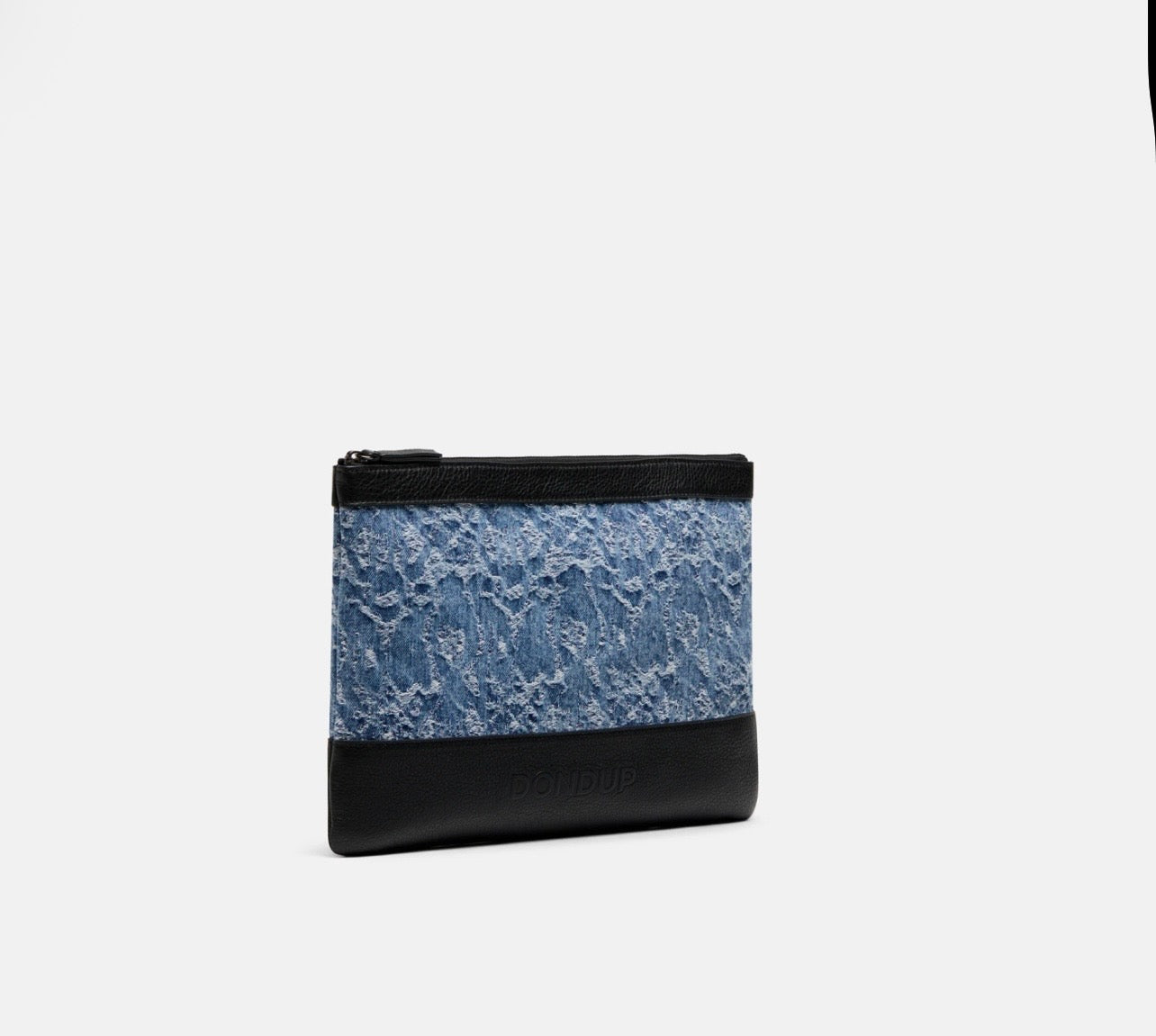 Pochette in denim intarsiato