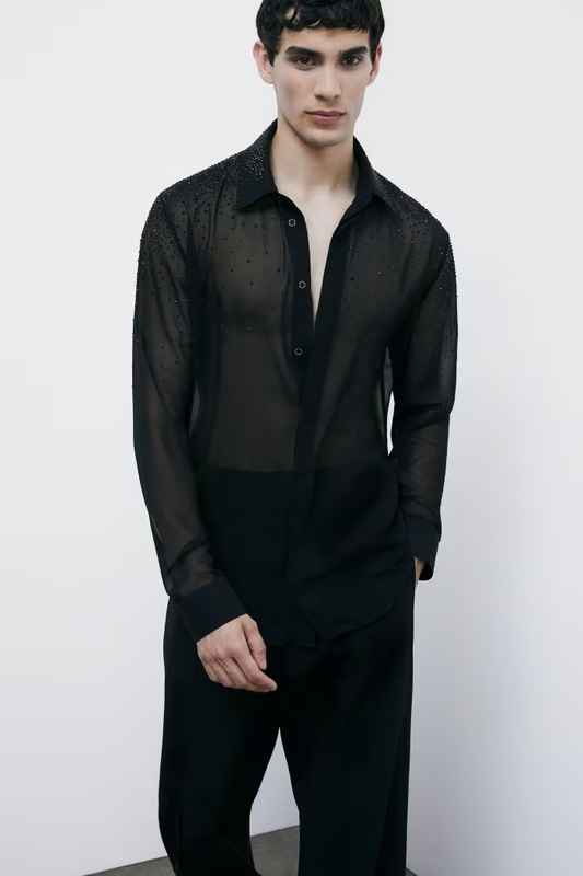 Camicia in organza con strass