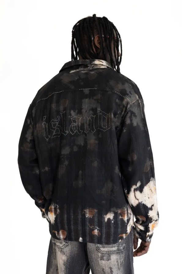 camicia texana lavata con borchie