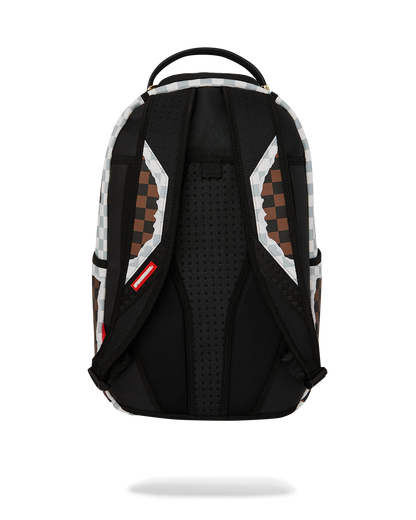 CREAM  BROWN TEAR CHECK BACKPACK