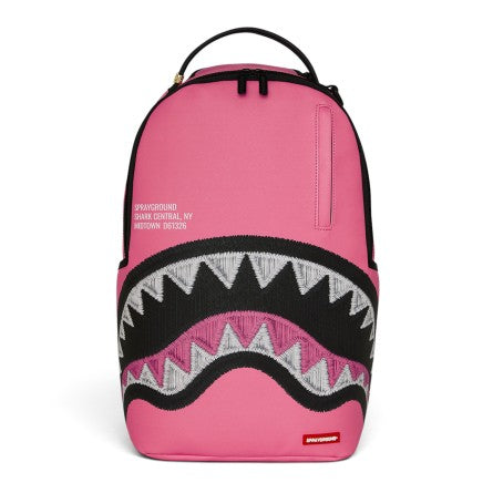 SHARK CENTRAL PINK EMBROIDERED SHARK BACKPACK