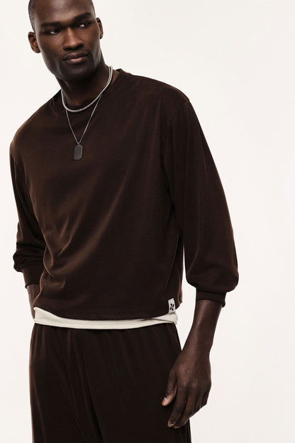 Felpa girocollo crop