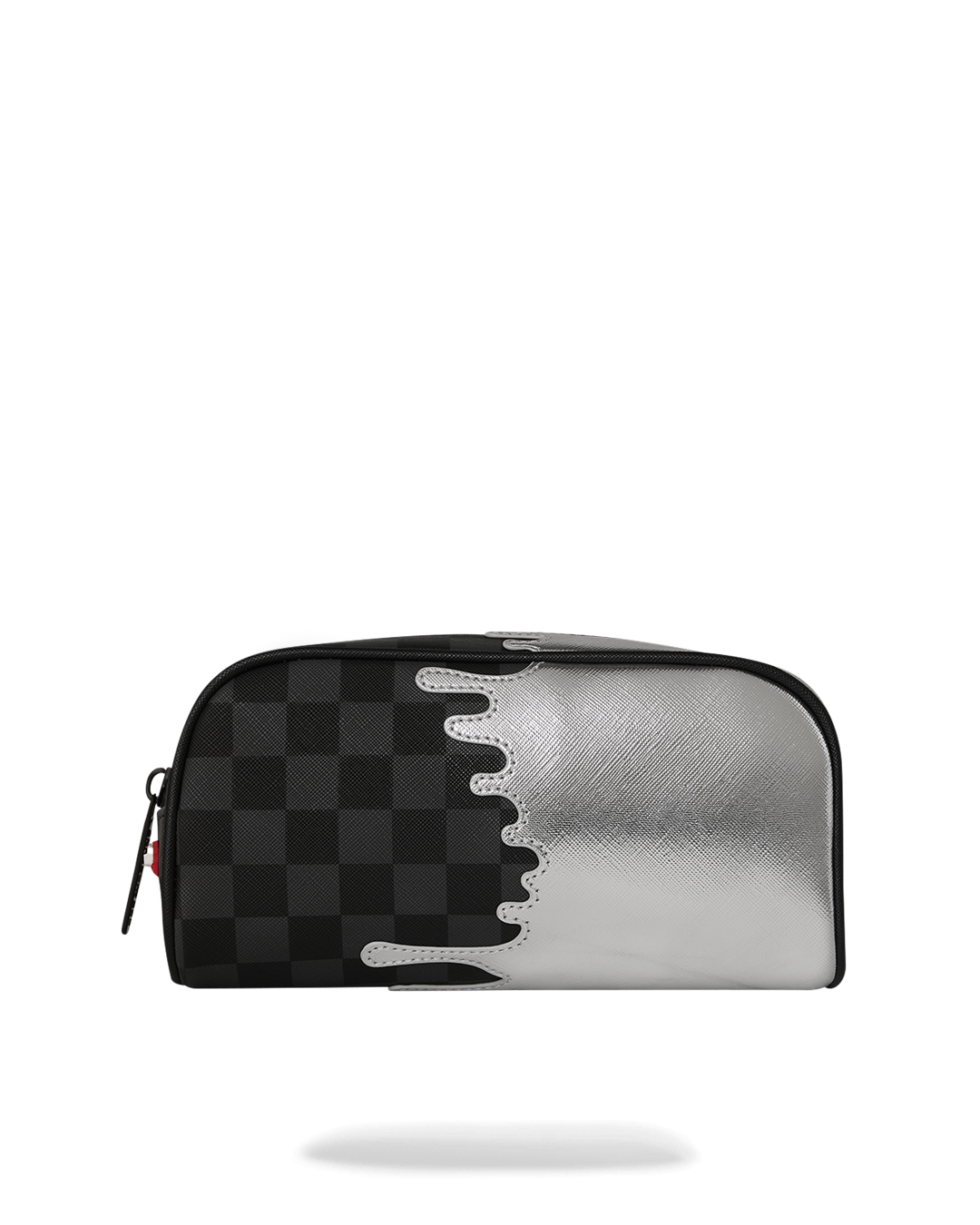 SILVER SIDE DRIP BLACK CHECK PENCIL POUCH