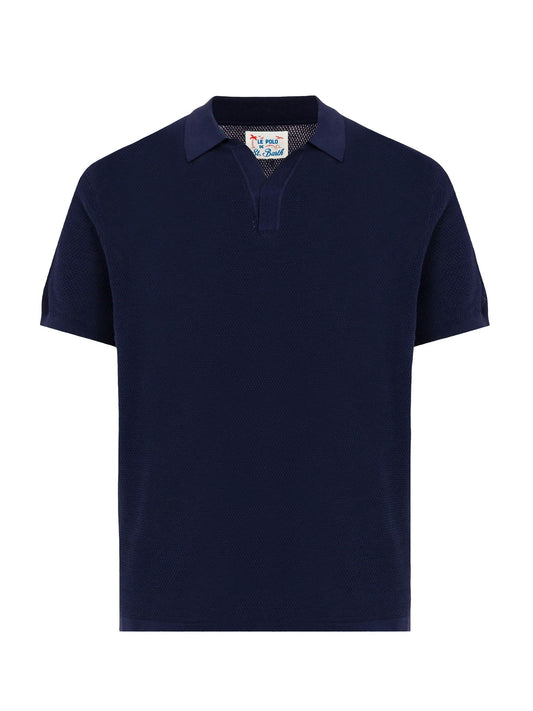 Polo senza bottoni in mesh