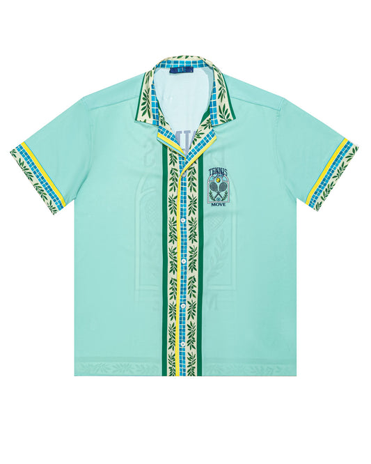 camicia collo bowling stampata