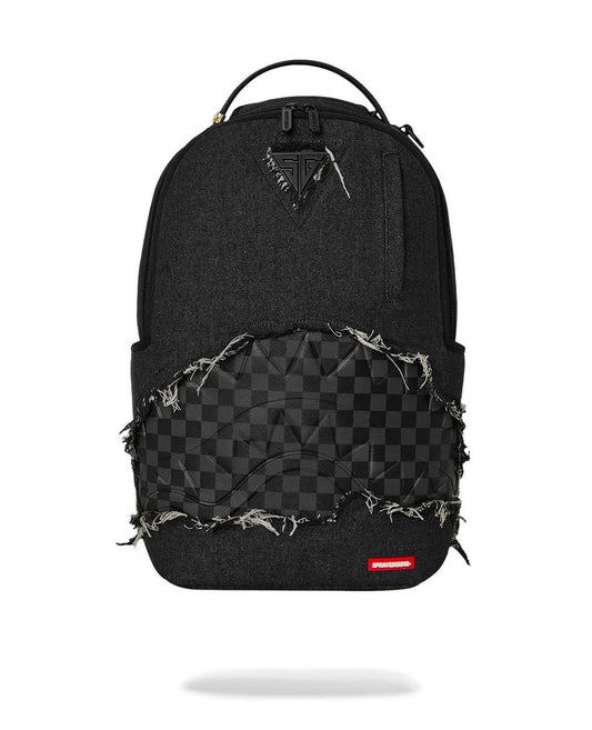 BLACK DENIM TEAR SHARK BACKPACK