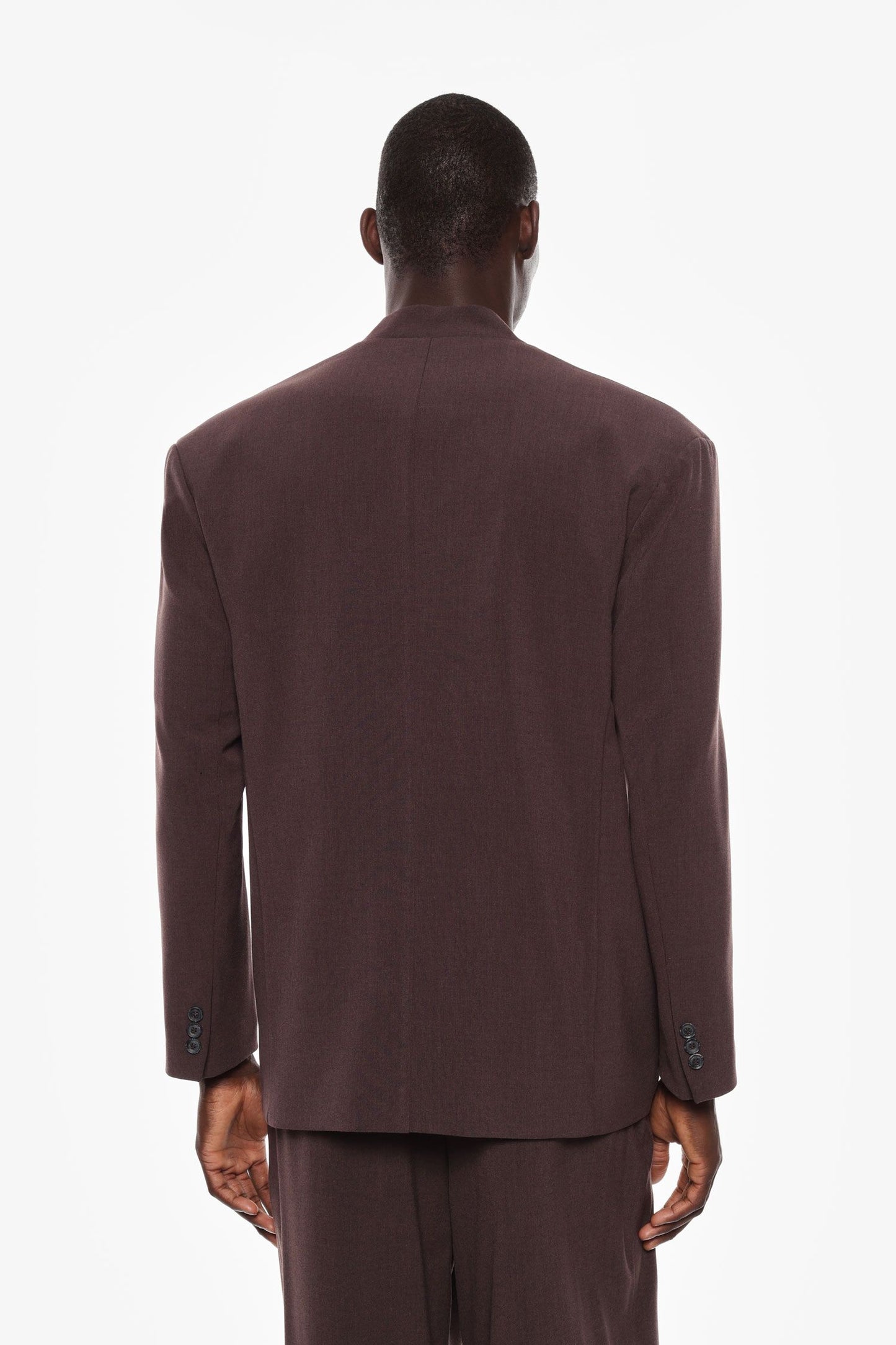 Giacca doppiopetto senza collo