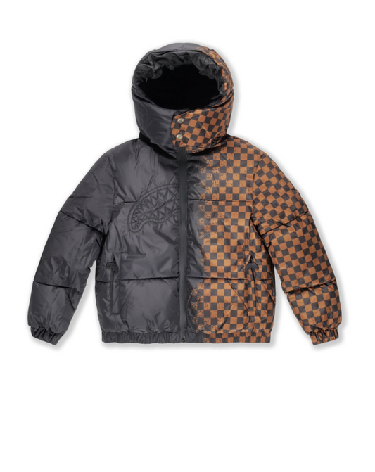 BLACK SPRAY SHARK IN PARIS DOWN JACKET