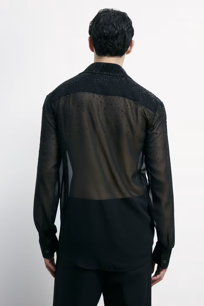 Camicia in organza con strass