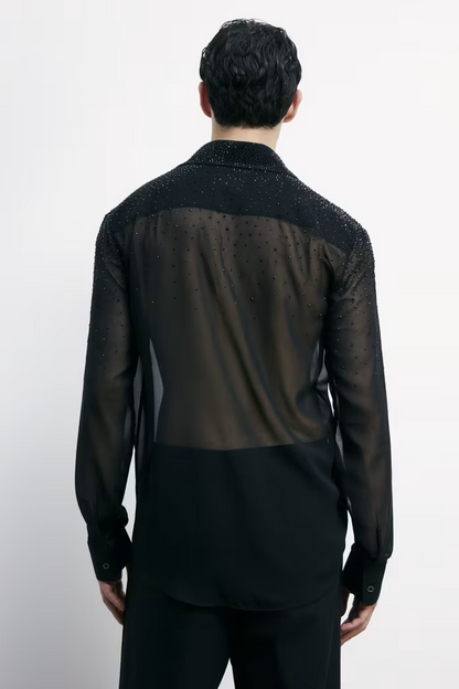 Camicia in organza con strass