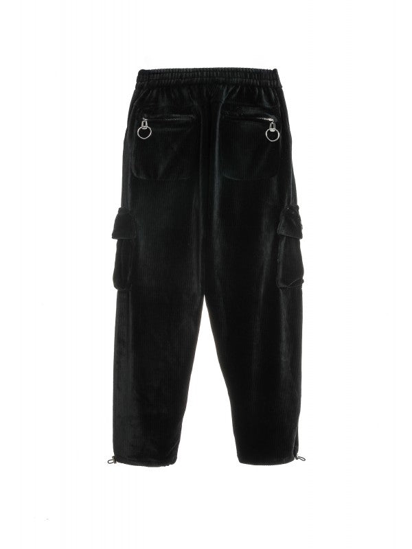 Pantalone cargo in velluto con stringenti