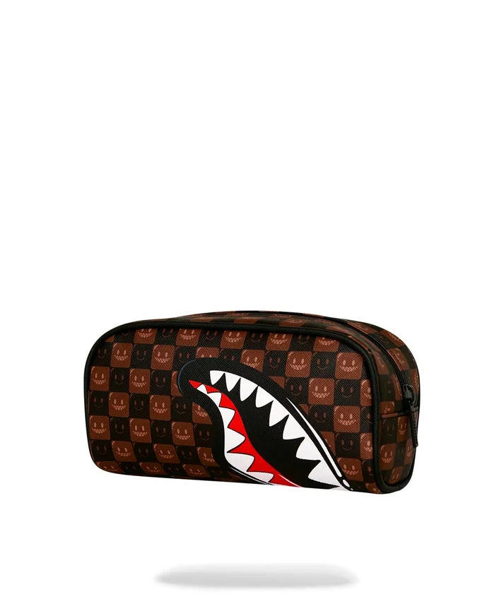 SHARKS IN PARIS WTF BUBBLE BROWN CHECK POUCH