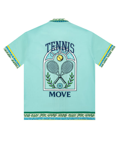 camicia collo bowling stampata