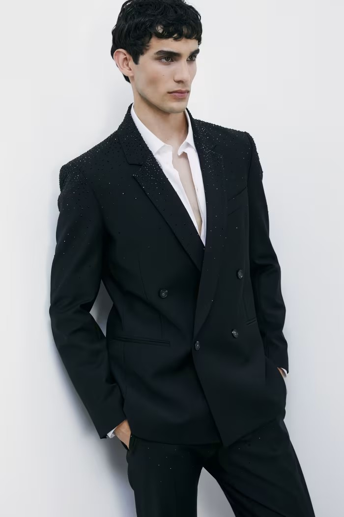 Giacca doppiopetto con strass