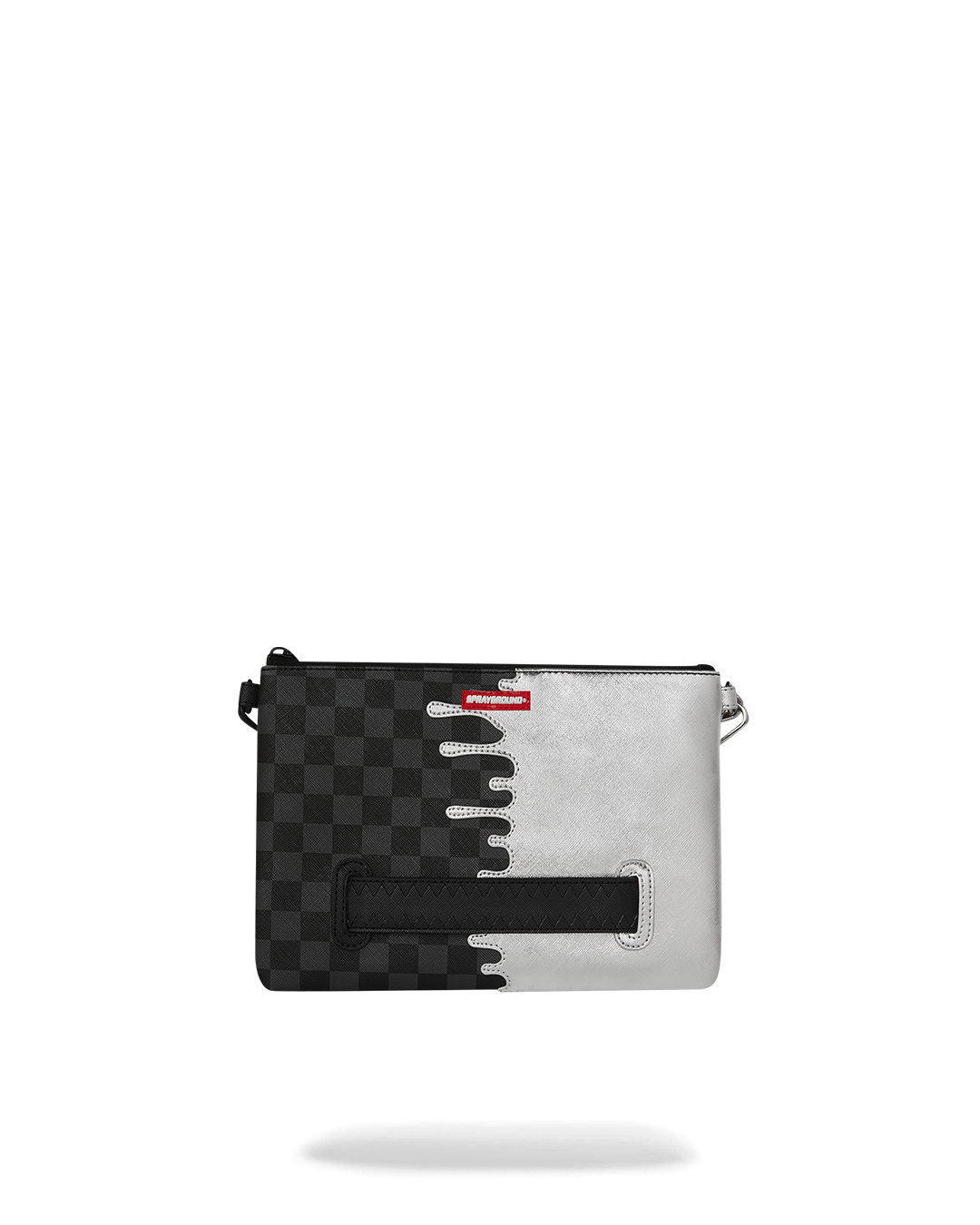 SILVER SIDE DRIP BLACK CHECK CROSSBODY POUCHETTE