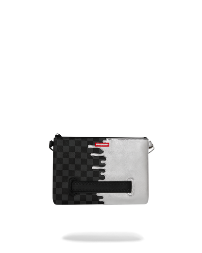 SILVER SIDE DRIP BLACK CHECK CROSSBODY POUCHETTE