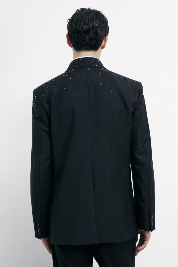Giacca doppiopetto con strass