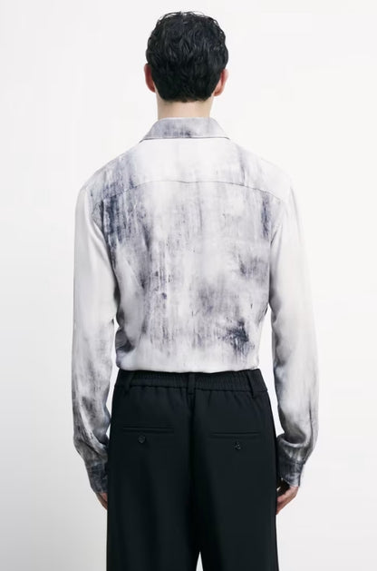 Camicia loose fit effetto marmorizzato