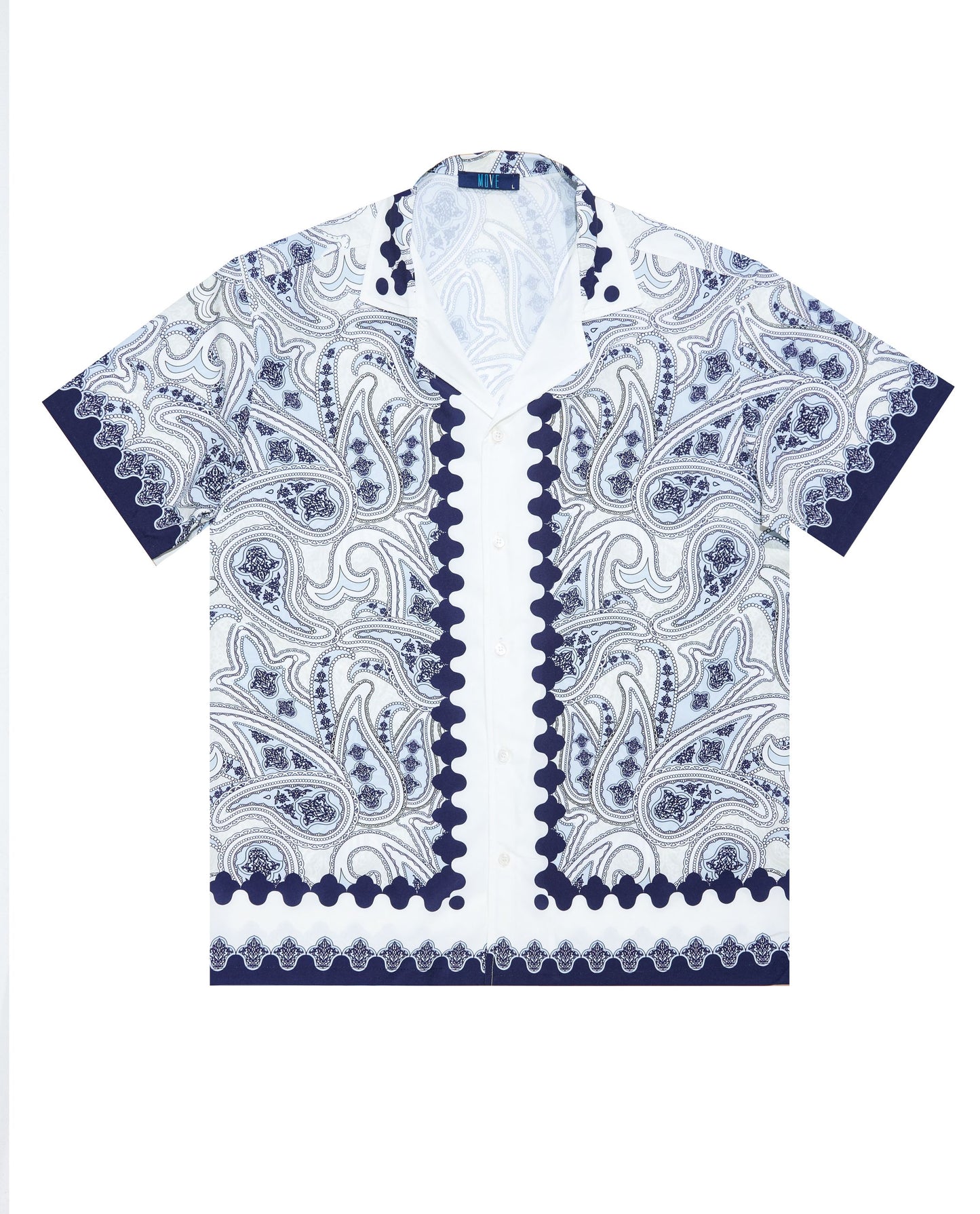 camicia mezza manica stampata con  collo bowling
