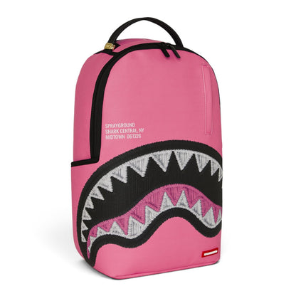 SHARK CENTRAL PINK EMBROIDERED SHARK BACKPACK