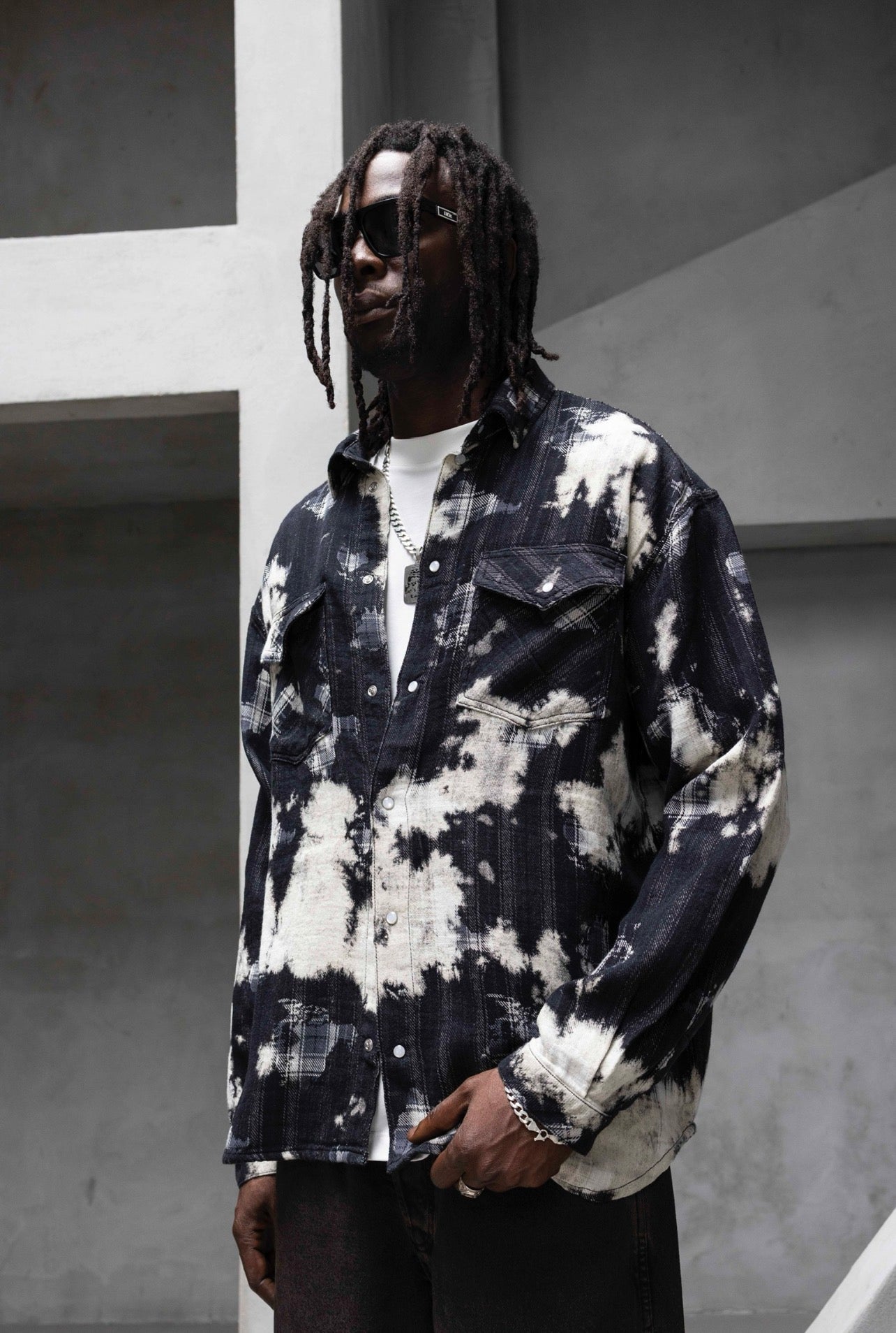 Camicia sfumata bianco e nero