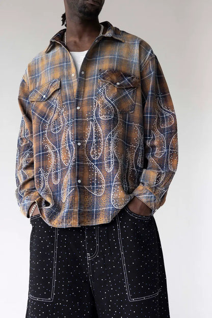 CAMICIA FIAMME MARRONE