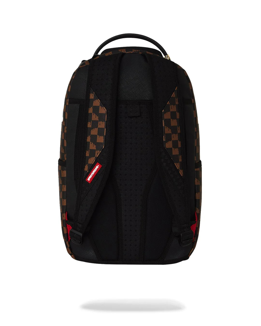 BROWN AND CREAM DRIP CHECK SHARK BACKPACK