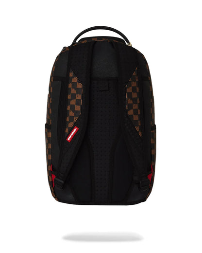 BROWN AND CREAM DRIP CHECK SHARK BACKPACK