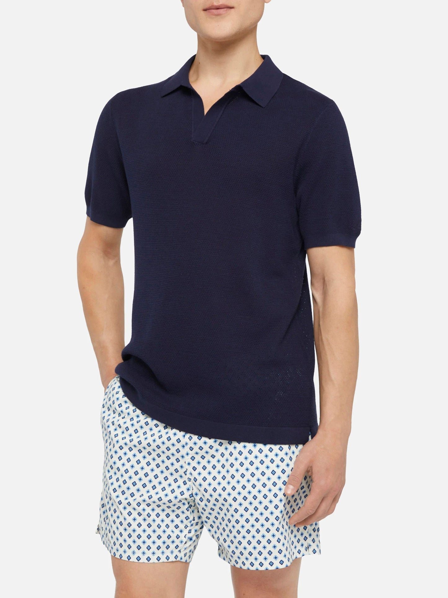 Polo senza bottoni in mesh